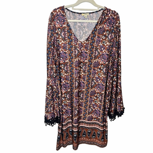 Haaui Rust Multicolorored Babydoll Printed Dress Size XLarge